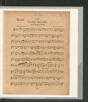 Violon. Seconde Mazourka sur des chants polonais.
