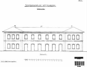 Wittighausen: Empfangsgebäude Verwaltungsgebäude Längsansicht Bahnseite (Stockaufbau)