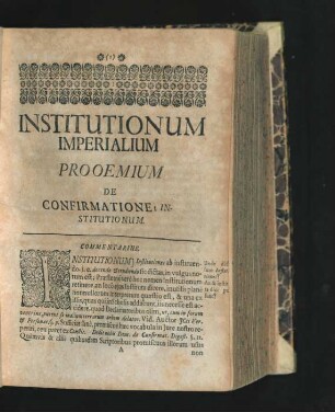Prooemium De Confirmatione Institutionum.