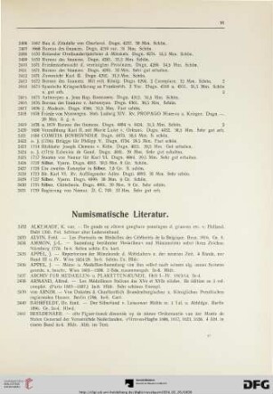 Numismatische Literatur (Nr. 2432-2647)