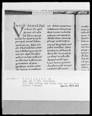 Bibliorum sacrorum pars, libri prophetarum — Initiale V(erbum), Folio 226verso