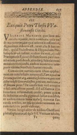 III. Exequiae Petri Thesei Wastenensis Gothi.