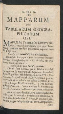 De Mapparum Seu Tabularum Geographicarum Usu.