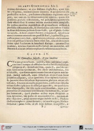 Caput. IV.: De Gymnastica subjecto, & ejus laudibus
