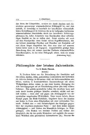Philosophie der letzten Jahrzehnte