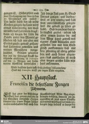 XII. Hauptstuck. Francisca die behutsame Zungen Zaehmerin