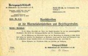 Rundschreiben an Marmeladenfabriken und Bezirkszentralen, Formular A.67