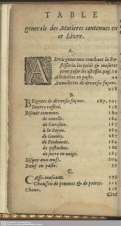 Table generale des Matieres contenues en ce Livre