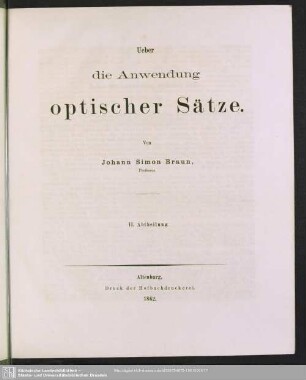 Ueber die Anwendung optischer Sätze ; 2