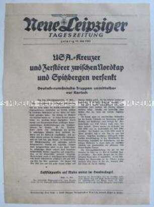 Extrablatt der "Neuen Leipziger Tageszeitung" u. a. zu deutsch-us-amerikanischen Seegefecht am Nordkap.