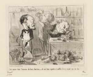 Les Savans dans l’exercice de leurs fonctions, Blatt 1 der Foge "Les Raisins malades“, in: "Le Charivari", Paris 1853