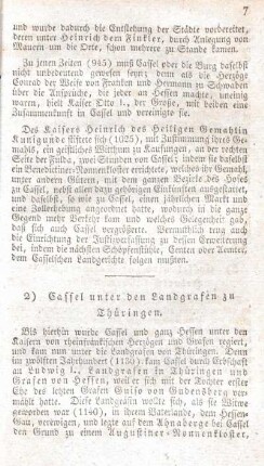 2) Cassel unter den Landgrafen zu Thüringen.