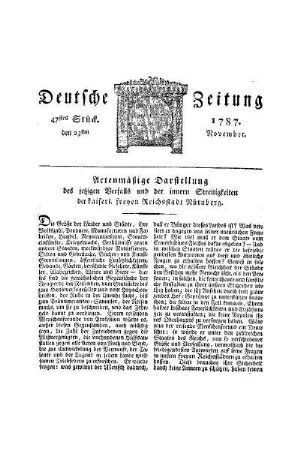 Actenmäßige Darstellung : des jetzigen Verfalls und der innern Streitigkeiten der kaiserl. freyen Reichsstadt Nürnberg