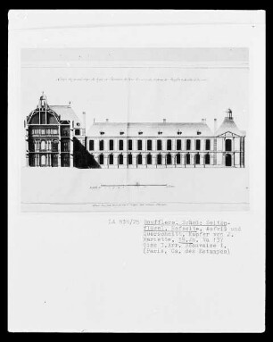 Boufflers, Schloss, Hofseite, Aufriss Seitenflügel und Querschnitt