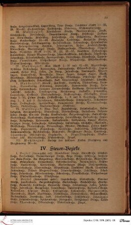 IV. Steuer-Bezirke.