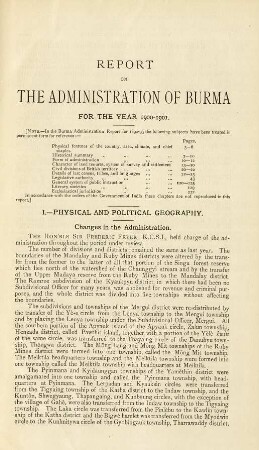 Report on the administration of Burma for the year 1900-1901