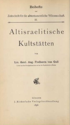 Altisraelitische Kultstätten