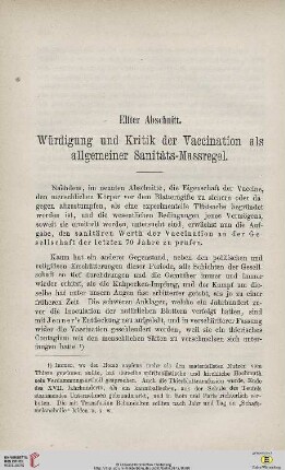 Würdigung und Kritik der Vaccination als allgemeiner Sanitäts-Massregel