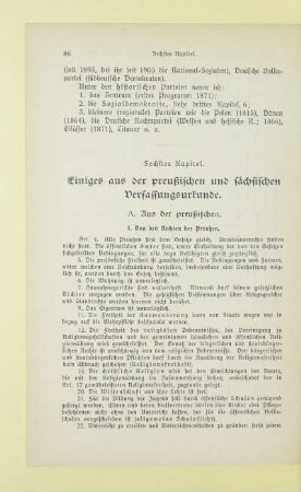 Sechstes Kapitel. Einiges aus der preußischen und säechsischen Verfassungsurkunde