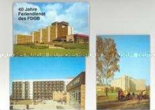 Postkartenmappe zu Feriendienst des FDGB, für Delegierte des 11. FDGB-Kongresses