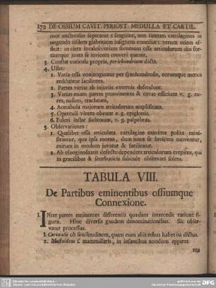 Tabula VIII. De Partibus eminentibus ossiumque Connexione