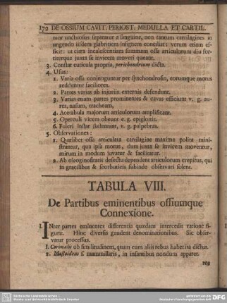 Tabula VIII. De Partibus eminentibus ossiumque Connexione