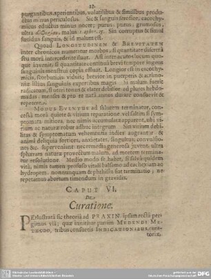 Caput VI. De Curatione.