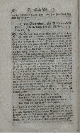 Der Blumenkranz, eine Nationalwochenschrift.