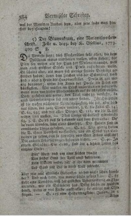 Der Blumenkranz, eine Nationalwochenschrift.