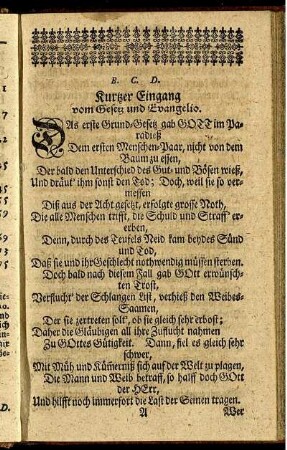 Kurtzer Eingang vom Gesetz und Evangelio.