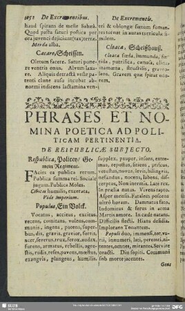 Phrases Et Nomina Poeticae Ad Politicam Pertinentia