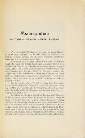 Gesuch um Ueberlassung des kgl. Glaspalastes für das Jahr 1893 : (Memorandum des Vereines bildender Künstler Münchens.) [Kopftitel]