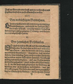 V. Von heimlichen Verlöbnissen.