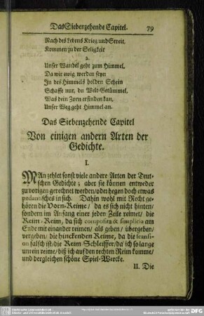 Das Siebenzehende Capitel. Von einigen andern Arten der Gedichte