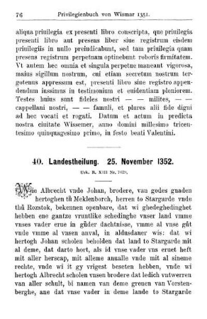 40. Landestheilung. 25. November 1352.
