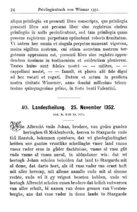 40. Landestheilung. 25. November 1352.