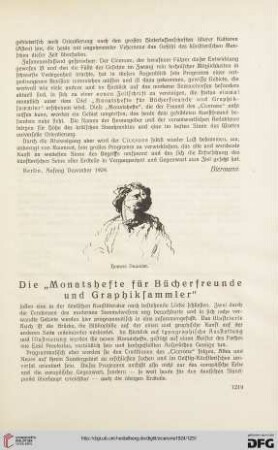 Die "Monatshefte für Bücherfreunde und Graphiksammler"