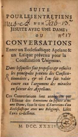 Suite pour les Entretiens d'un Jesuite avec une dame