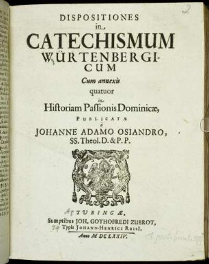 Dispositiones in Catechismum Würtenbergicum