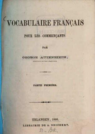 Vocabulaire français pour les commençants, 1