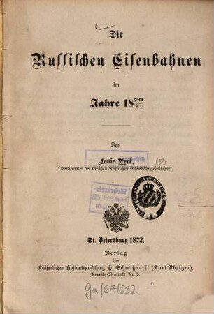 Die russischen Eisenbahnen im Jahre 1870/71