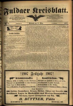 Zweite Ausgabe vom Mittwoch, den 27. März 1907.