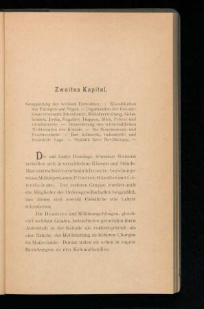 Zweites Kapitel. - [Die Verhältnisse auf Santo Domingo am Vorabend der Französischen Revolution]