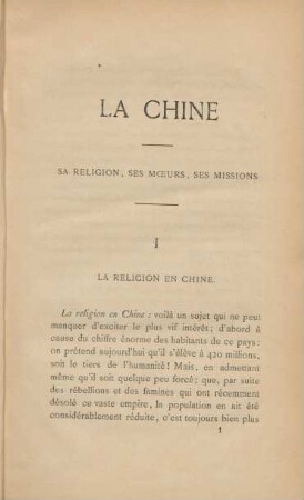 I. La religion en Chine