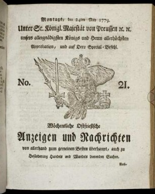 No. 21. Montags, den 24ten May 1779.