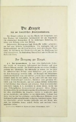Der Übergang zur Neuzeit