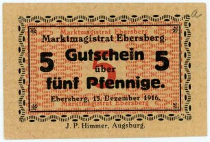 Geldschein / Notgeld, 5 Pfennig, 15.12.1916