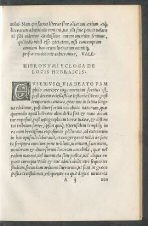 Hieronymi Ecloga De Locis Hebraicis.