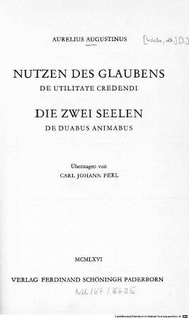 Nutzen des Glaubens : = De utilitate credendi
