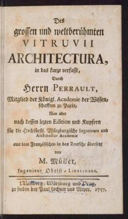 Des grossen und weltberühmten Vitruvii Architectura